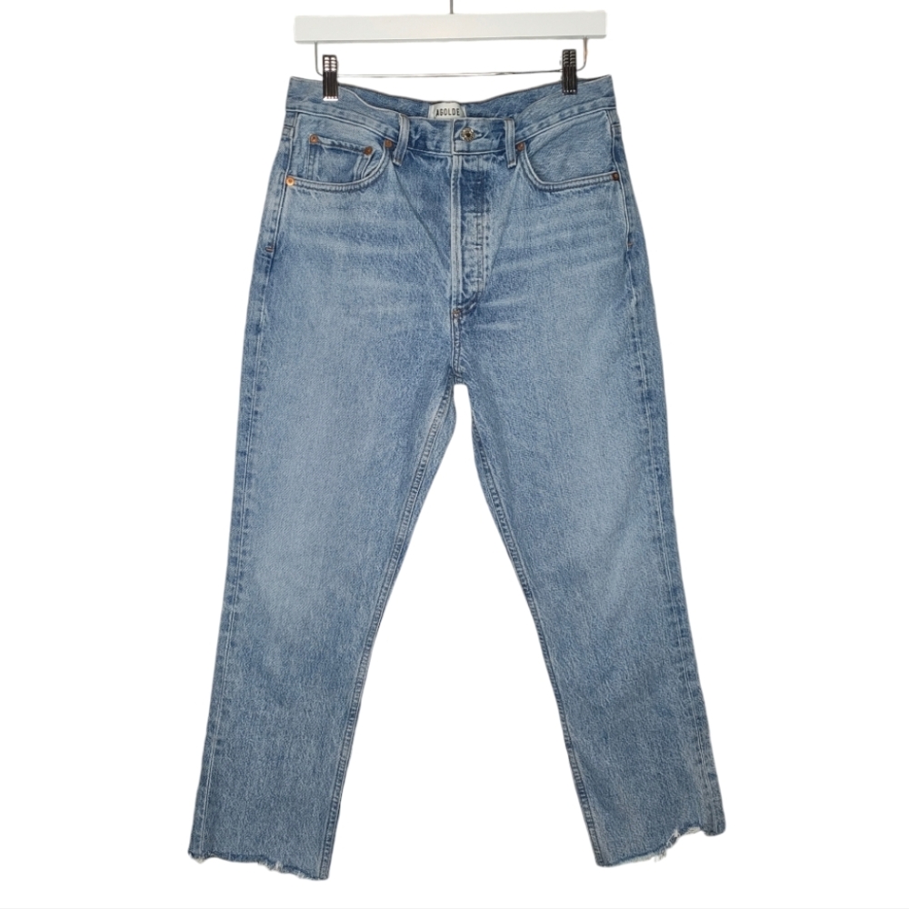 Agolde Jeans Size 29 Riley Cropped High Rise Straight Leg Button Fly Denim